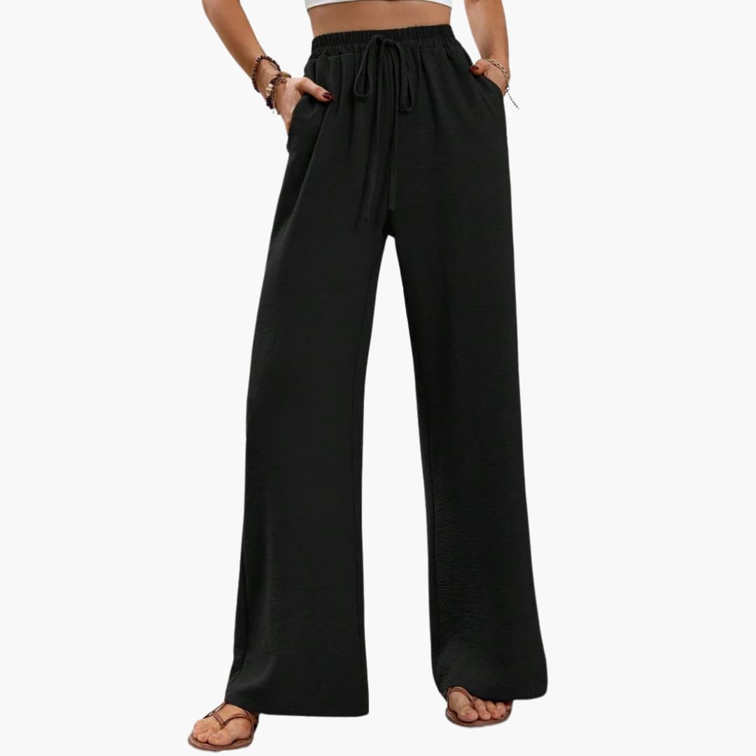 Women's Palazzo Pants Stretch Waist Side Pockets