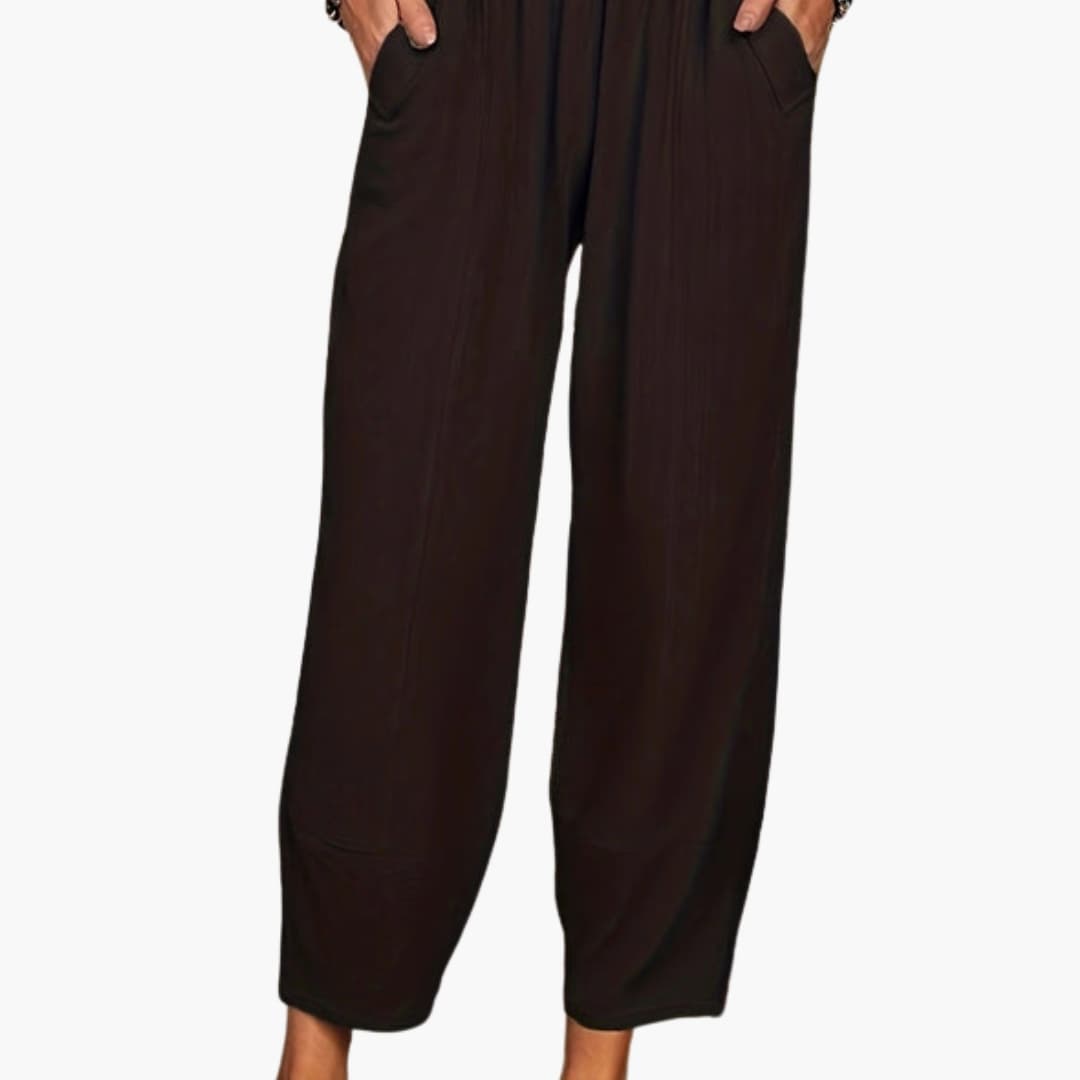 Women's Wide Leg Palazzo Pants Elastic Waist Side Pockets