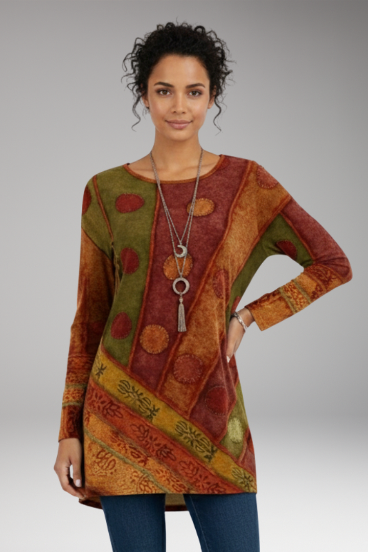 Women's Tunic Round Neck Patchwork