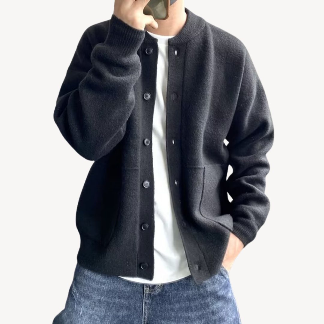 Men's Wool Cardigan Button Front