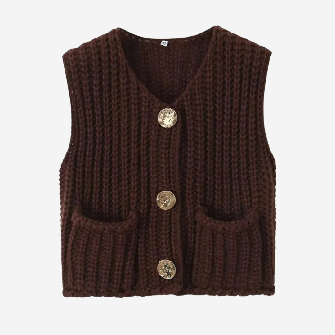 Image of Camille | Women's Button Front Sleeveless Sweater Vest
