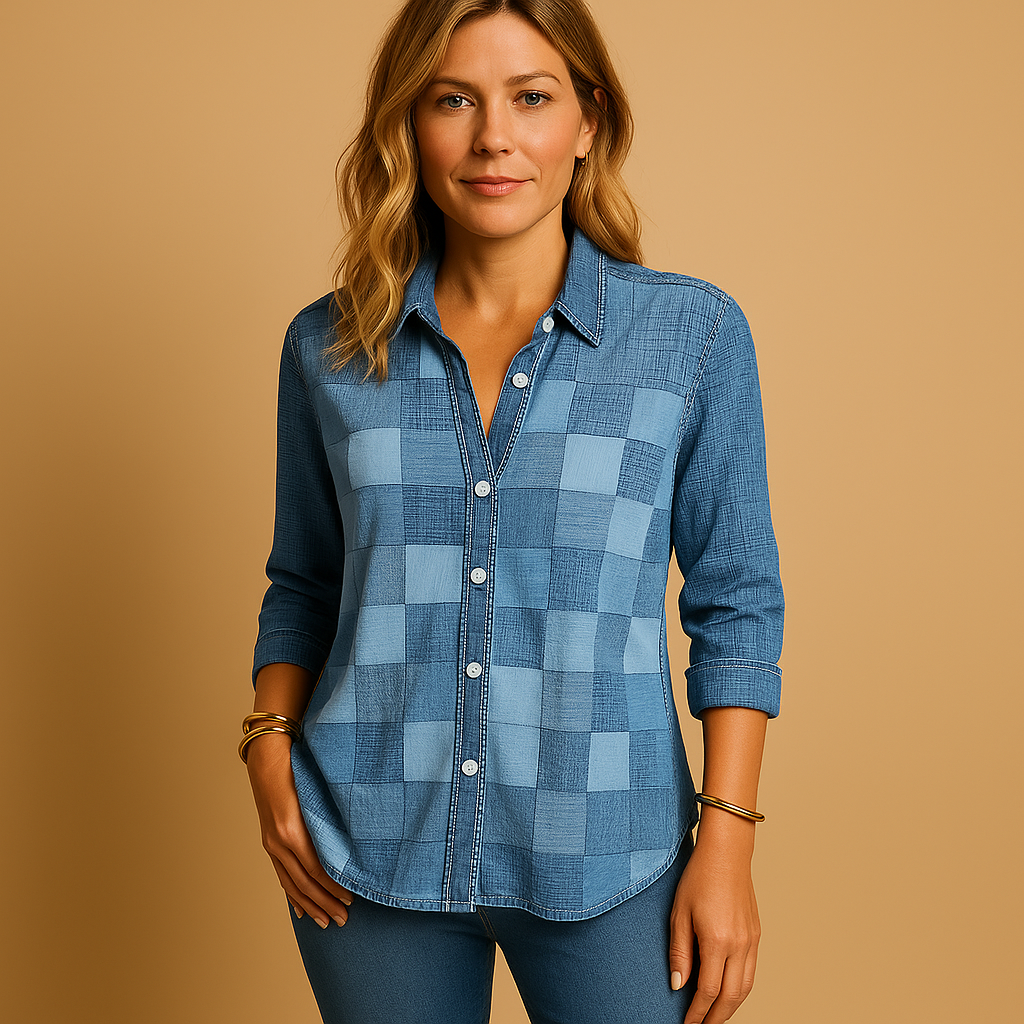 Women’s checked blouse with a relaxed and breathable fit, perfect for everyday outfits or semi-formal occasions.