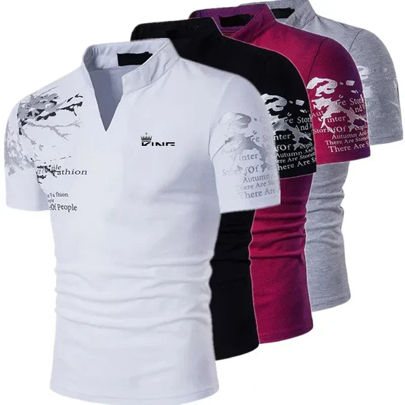 Image of Cole | Men's Slim Fit V-Neck Polo Shirt