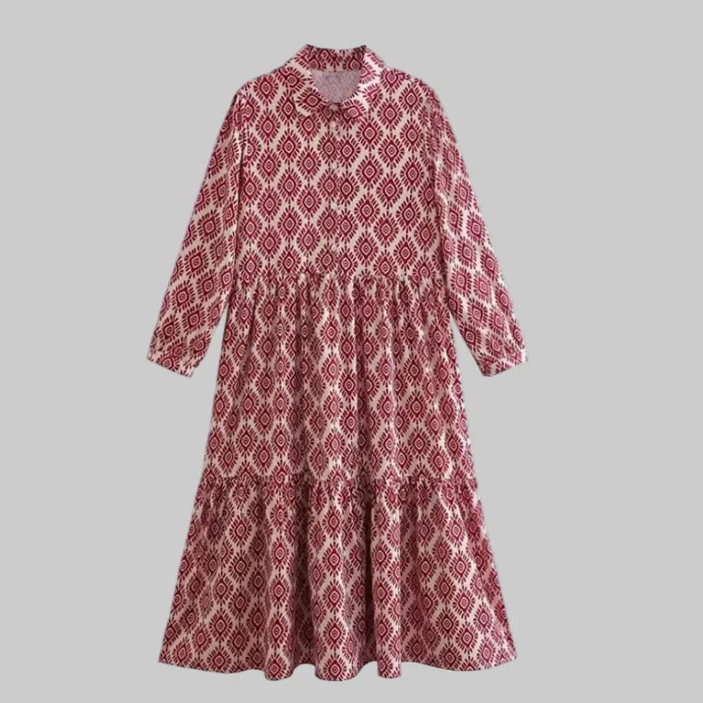 Women's Geometric Long Sleeve Dress