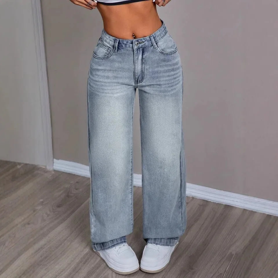 Women's Wide Leg Pants Button Front Cotton Black