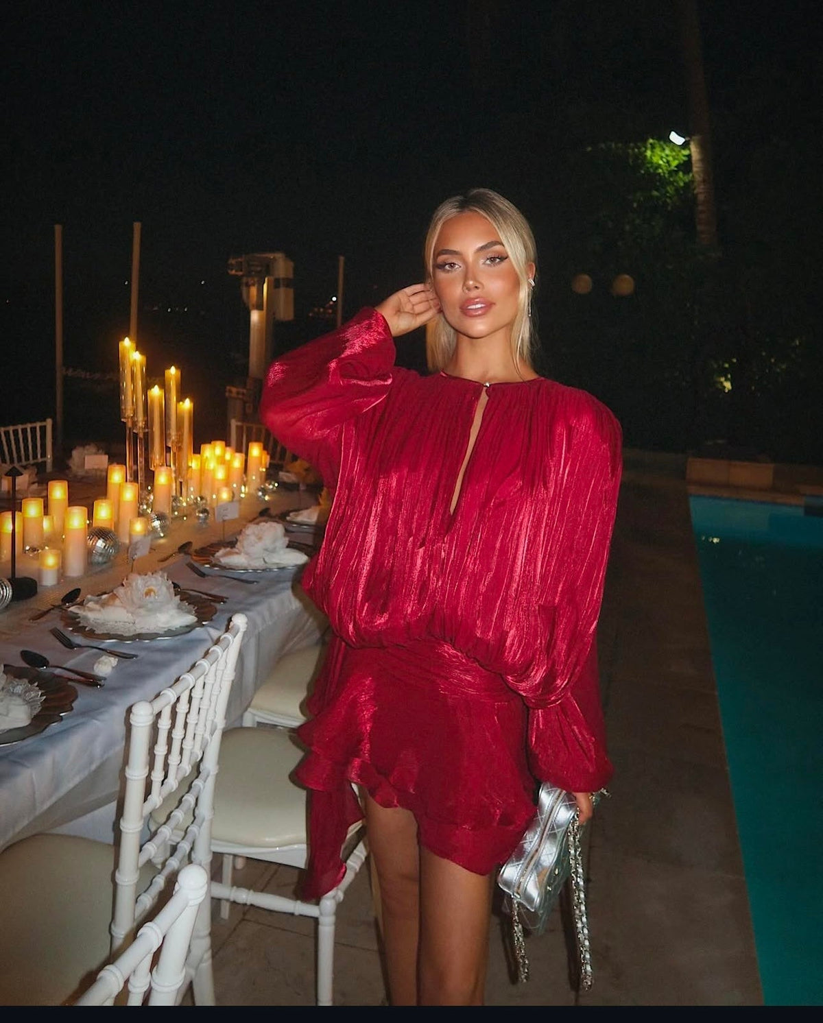 Women's Mini Dress Tie Neck Balloon Sleeves