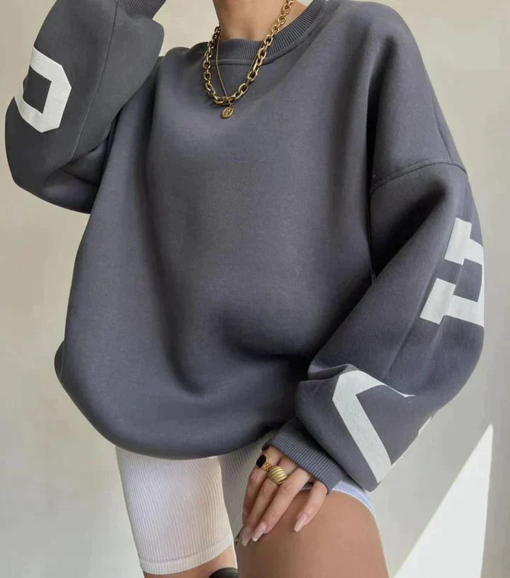 Women's Round Neck Letter Print Sweater