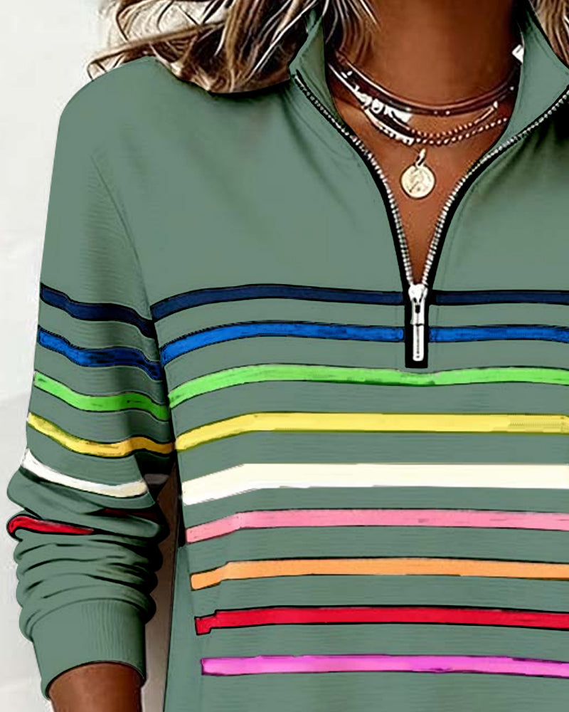 Women's Crew Neck Sweatshirt Ribbed Hem
