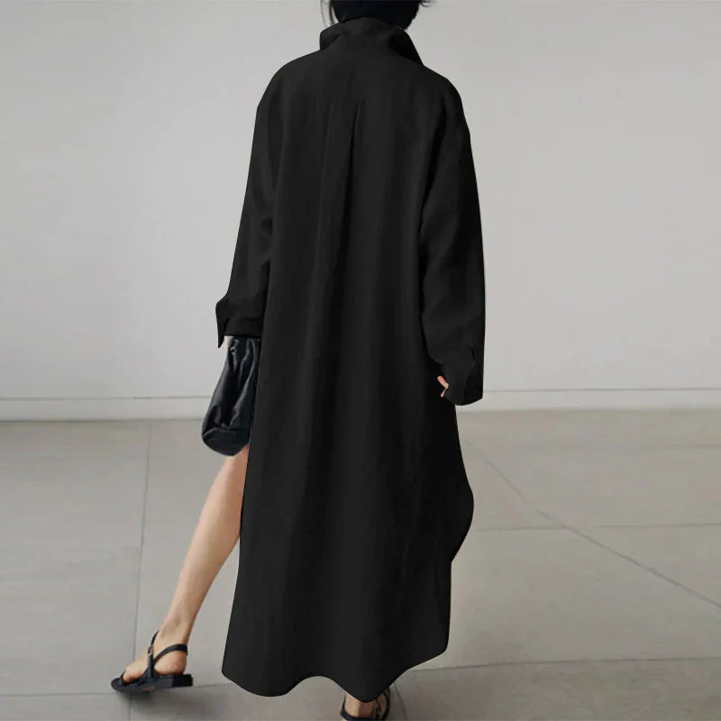 Women's Long Sleeve Maxi Dress Button Down