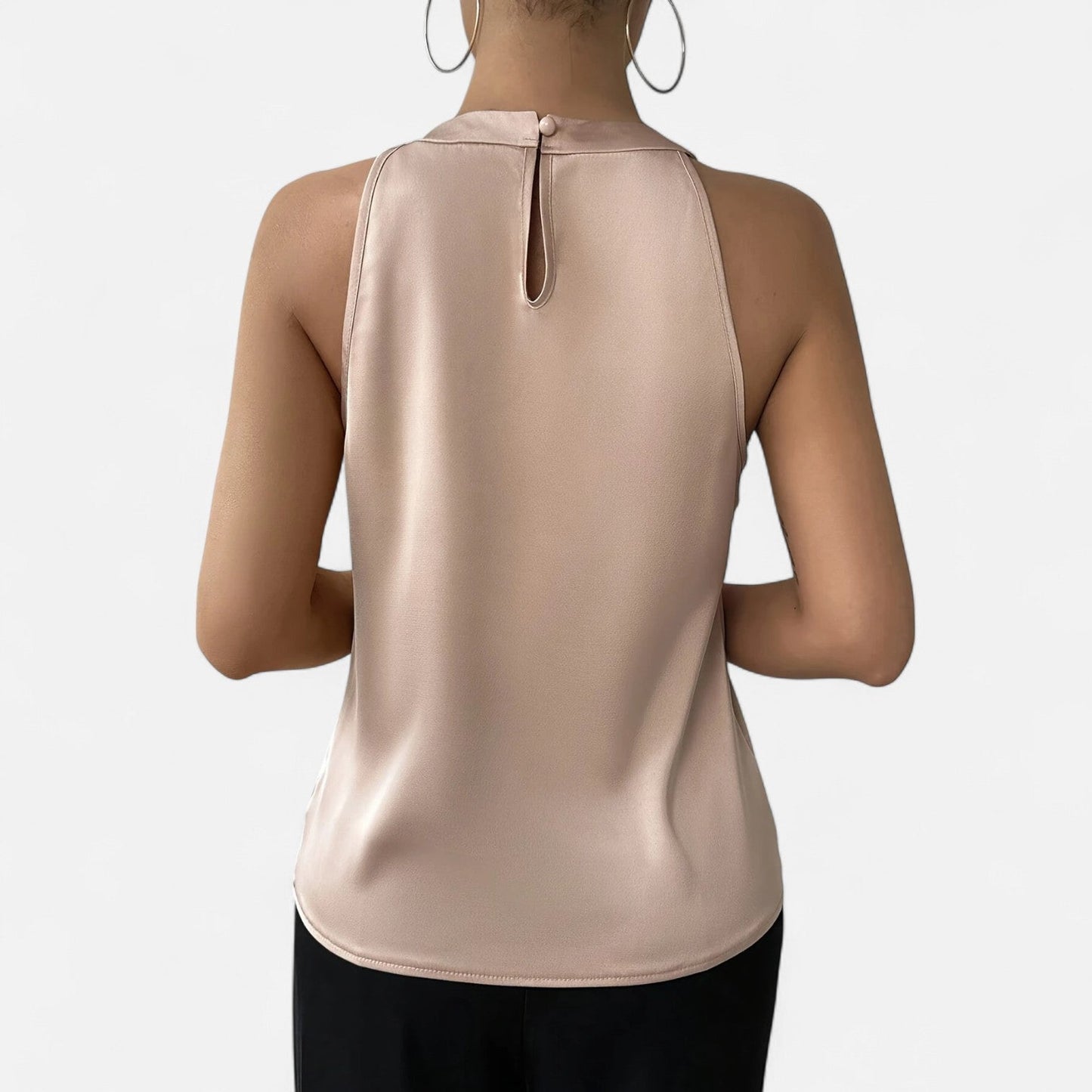 Women's Sleeveless Halter Glossy Hip Length