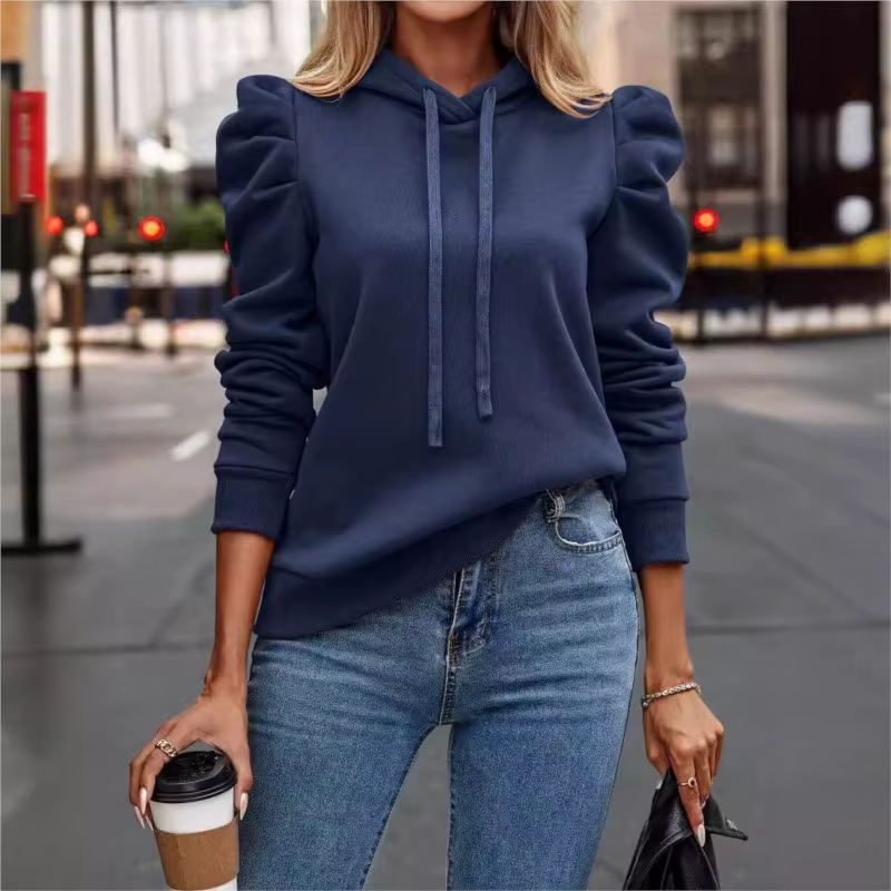 Women's Ruffle Sleeve Hoodie Pullover