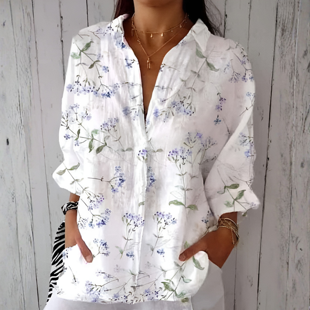 Women's Plus Size Long Sleeve Patterned Shirt - VibreMode