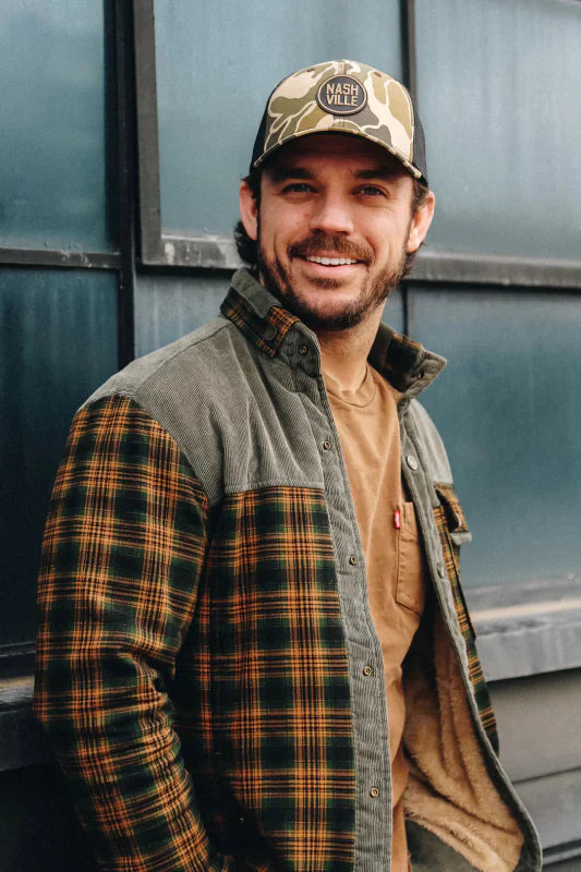 Men's Plaid Snap Front Jacket Shirt