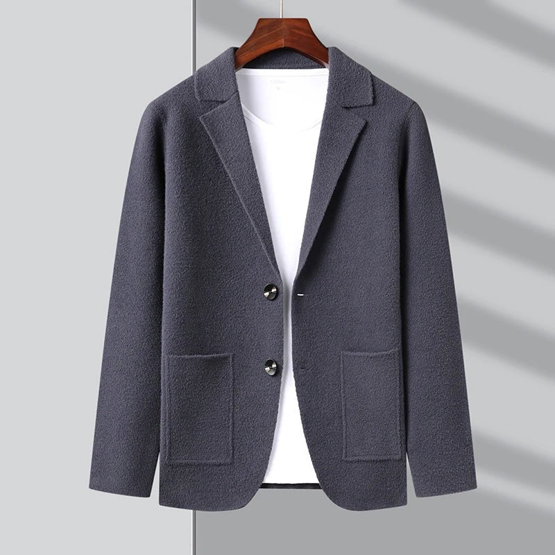 Men's Cardigan Blazer Lapel Collar Patch Pockets