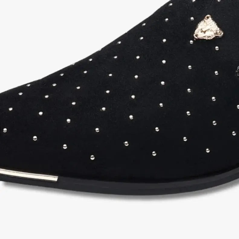 Men's Navy Suede Loafers Studded Detail