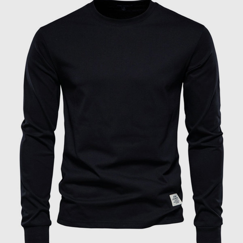 Men's Cotton Long Sleeve Shirt Round Neck