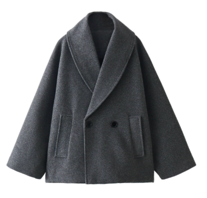 Women's Oversized Double Breasted Wool Coat - VibreMode