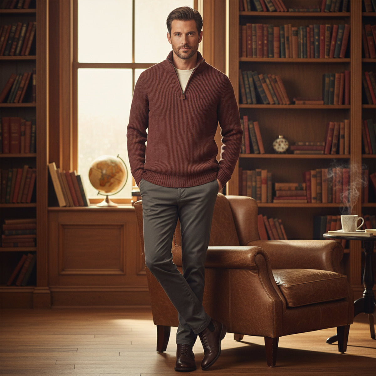 Vicenza Men's Soft Knit Half Zip Sweater