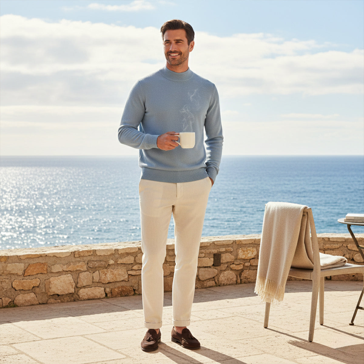 Men's Mock Neck Knit Sweater