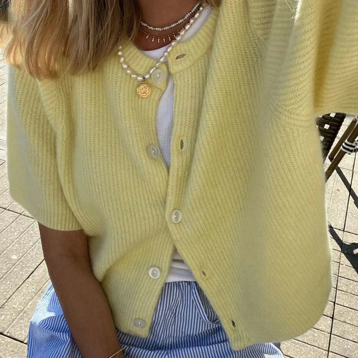 Image of Lana | Women's Short Sleeve Button-Down Cardigan