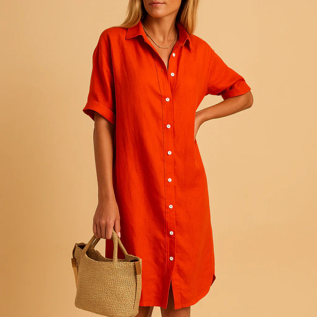 Women's Relaxed Fit Button Down Shirt Dress