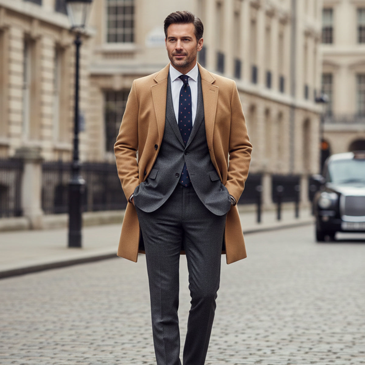 Men's Wool Single Breasted Camel Coat