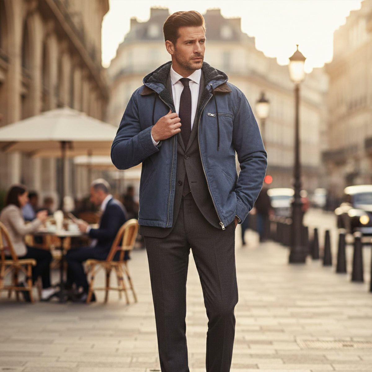 Men's Fleece Lined Hooded Jacket Winter Warm