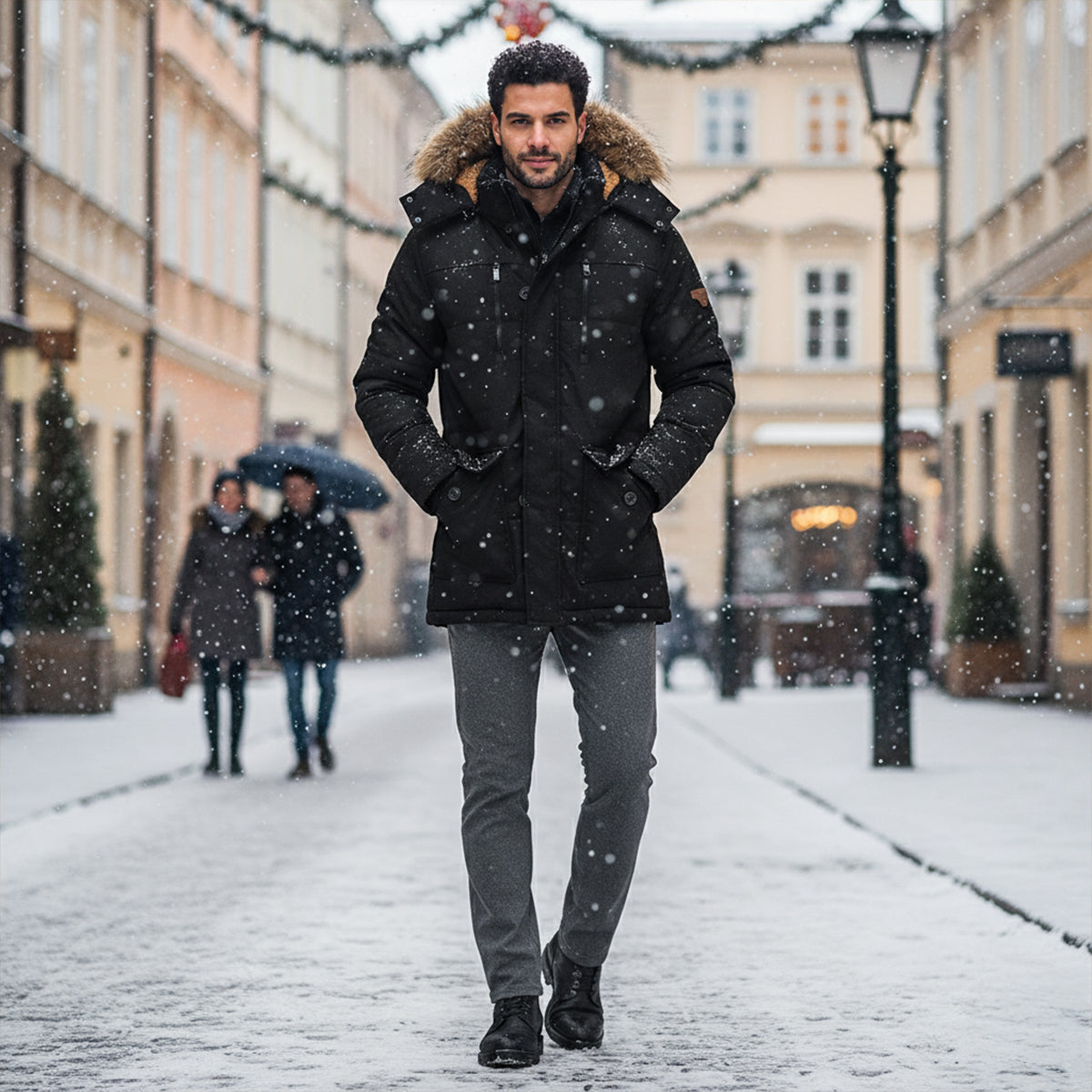 Men's Winter Parka Jacket Fleece Lining Warm