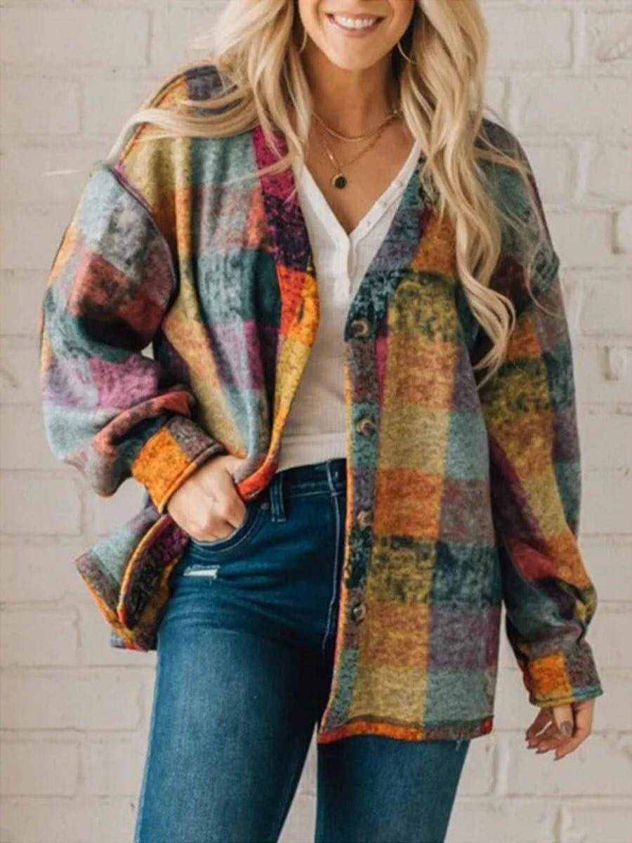 Lynne Women's Plaid Oversized Jacket - VibreMode
