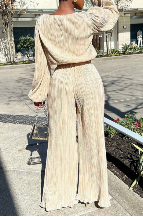 Women's Wide Leg Pantsuit Two Piece Set