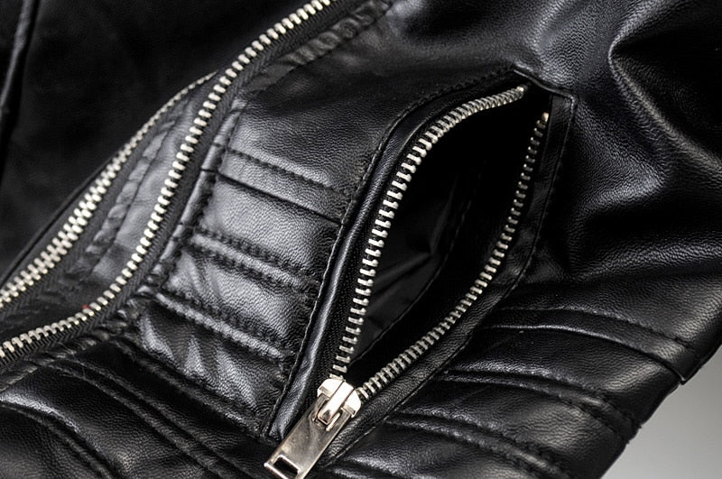 Women's Leather Biker Jacket Durable Black