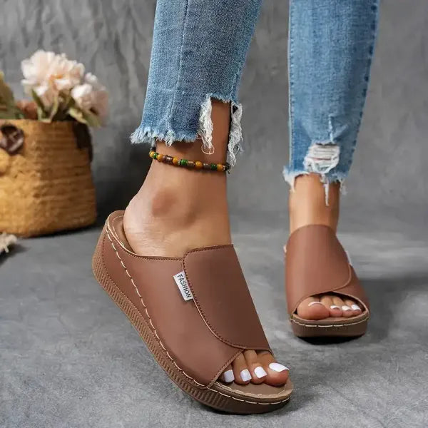 Women's Leather Sandals Mesh Arch Support Summer
