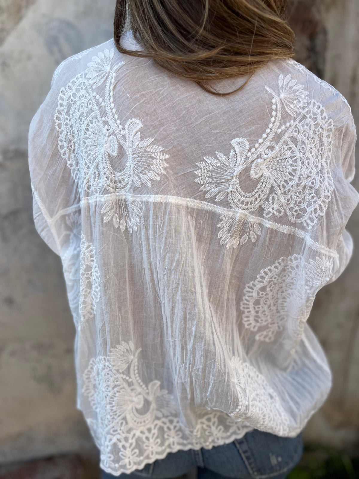 Image of Rochelle | Women's Lace Button-Down Blouse
