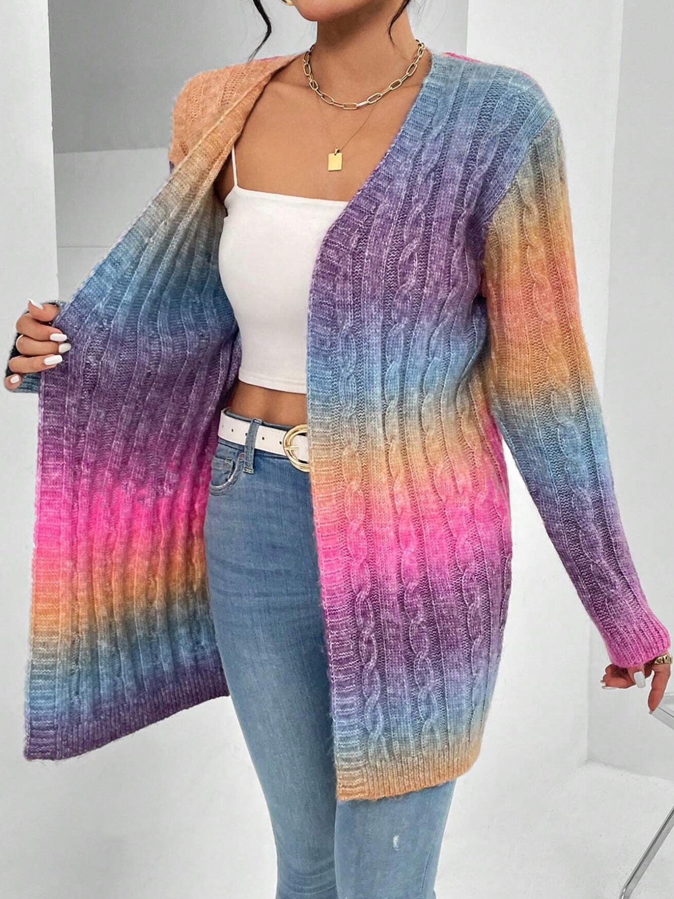 Image of Rochelle | Women's Long Sleeve Cable Knit Cardigan