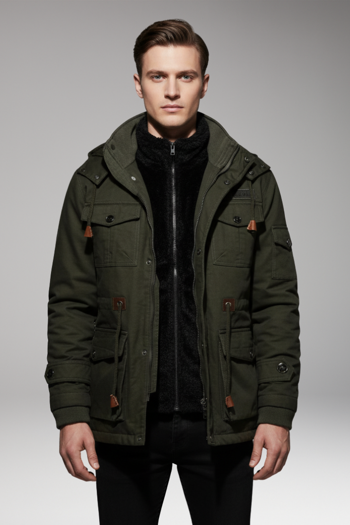 Men's Fleece Hooded Turtleneck Jacket