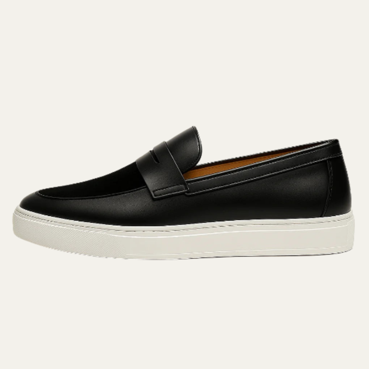 Men's Moccasin Loafers Leather White Sole - VibreMode