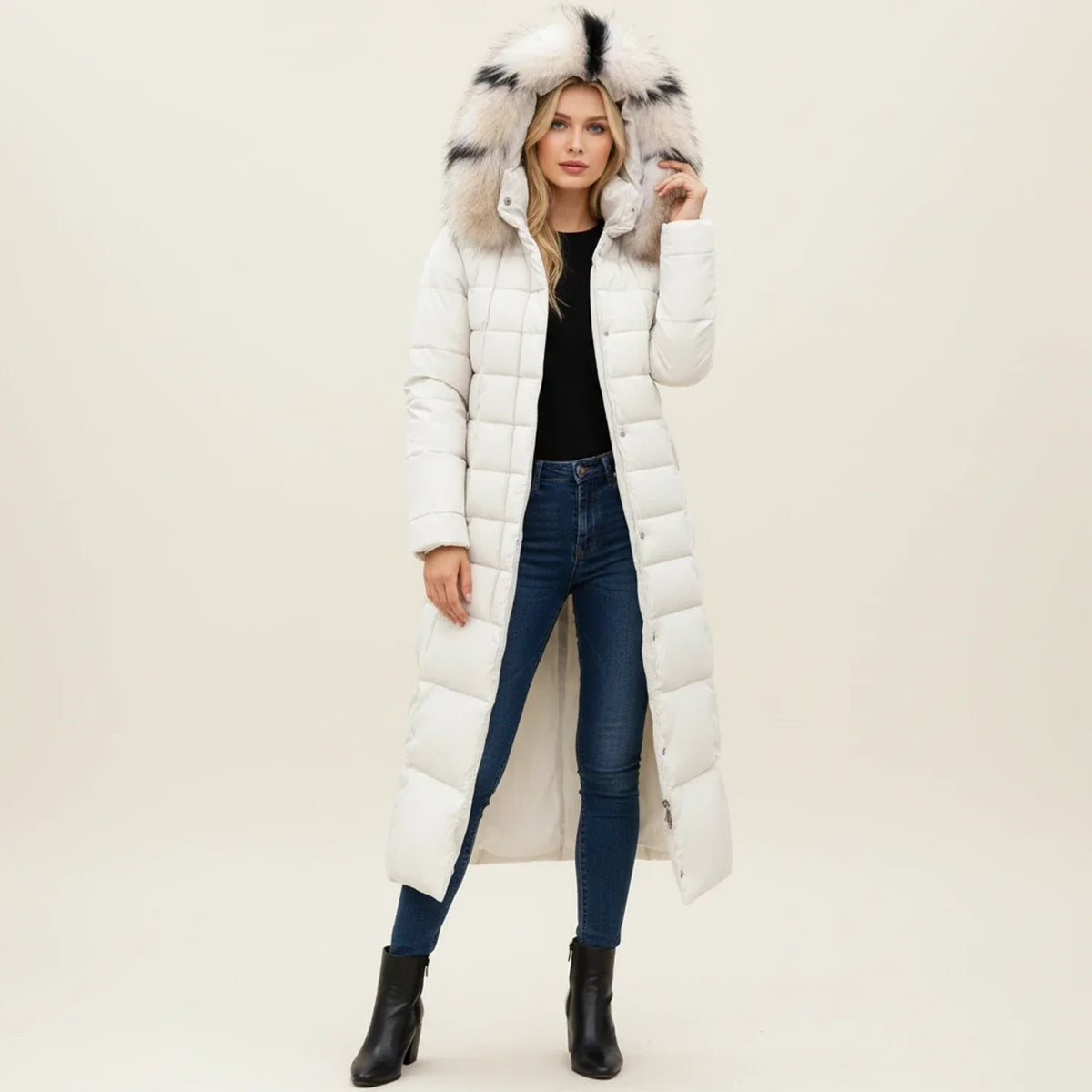 Women's Quilted Puffer Jacket Maxi Length