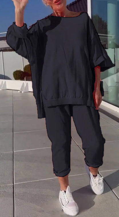 Women's Loungewear Loose Fit Pullover Pants Set