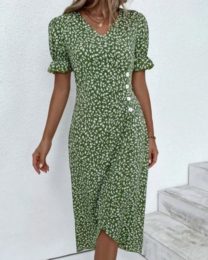 Women's Midi Dress Wrap Skirt Detail