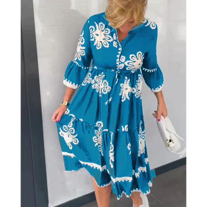 Women's Floral Print Dress Elegant Fit