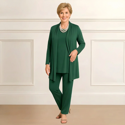 Women's 3 Piece Set Round Neck Straight Pants
