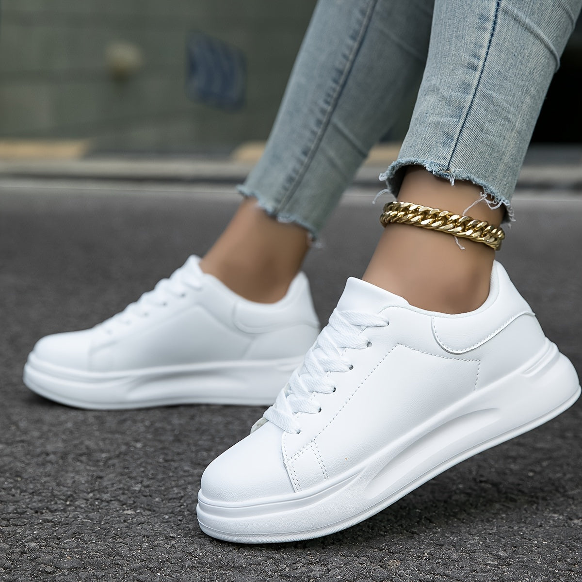 Women's White Leather Sneakers