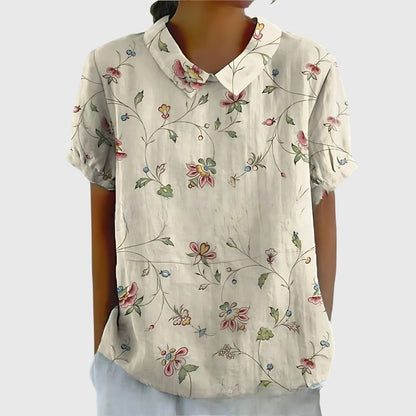 Pretty Floral Short Sleeve Women's Blouse