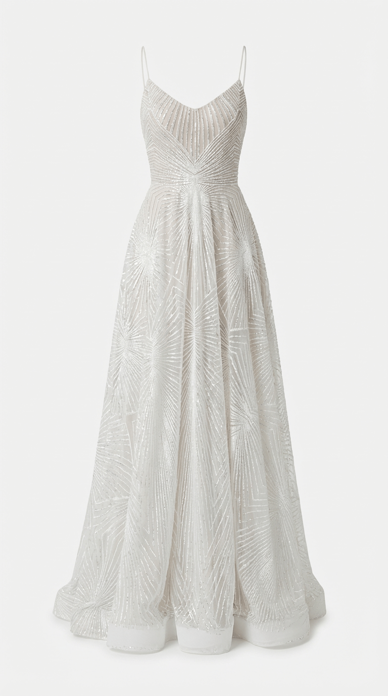 Women's White Sequin Maxi Evening Dress
