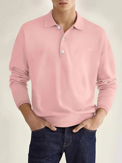 Men's Polo Shirt Long-Sleeve Cotton