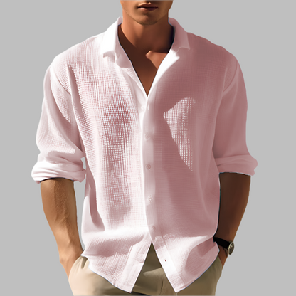 Men's Cotton Linen Shirt Lightweight Solid Color