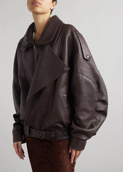 Women's Oversized Bomber Jacket Belted Casual - VibreMode