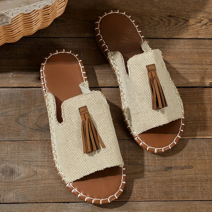 Women's Open Toe Patterned Slide Sandals
