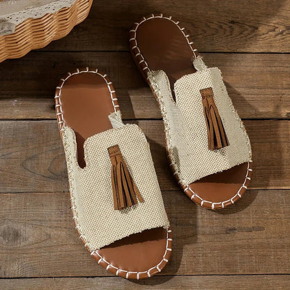 Women's Open Toe Patterned Slide Sandals