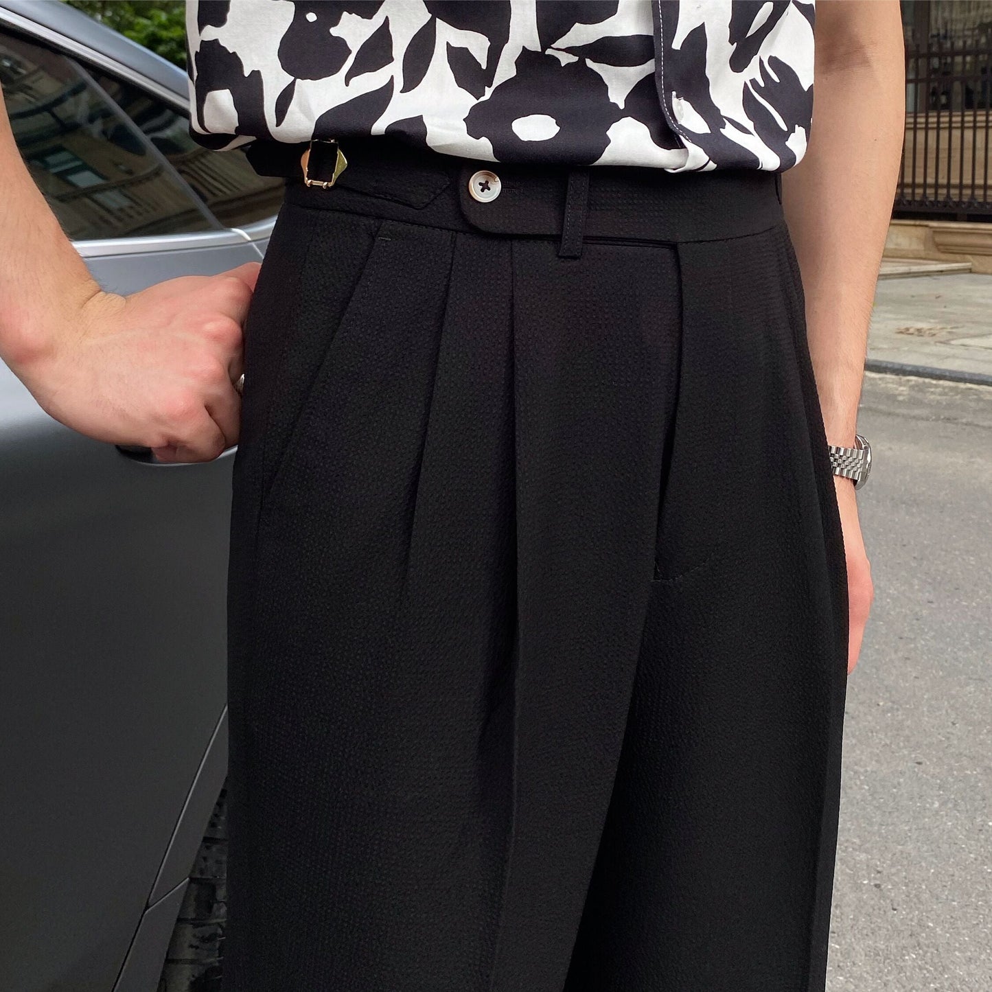 Men's Pleated Cropped Pants